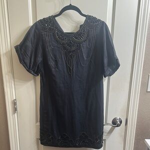 Elegant Black Embellished Women's Dress